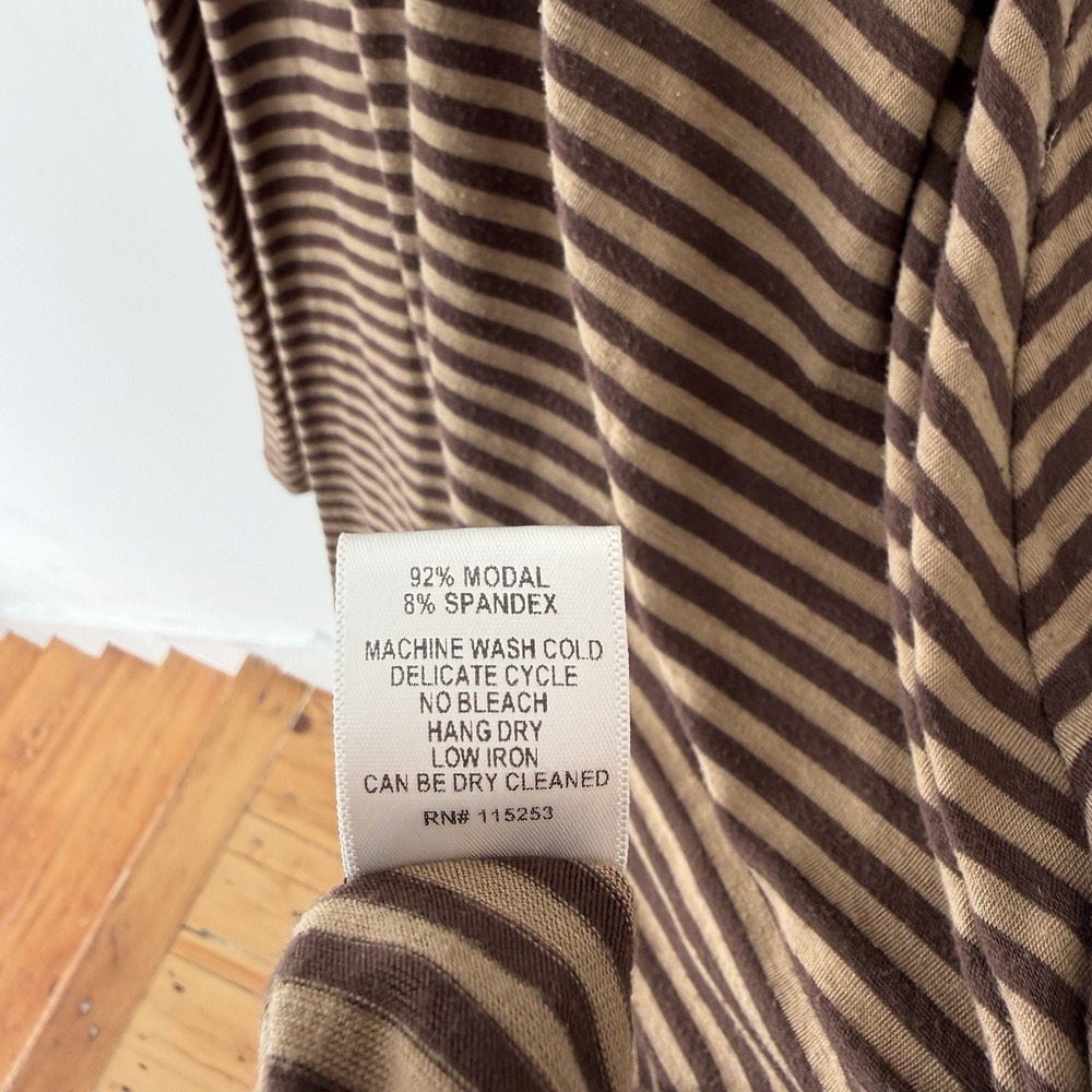 Mixie Bless Striped Wrap Dress Brown Tan Modal USA Made Boho Size M - Picture 3 of 7
